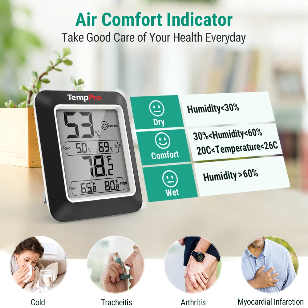 Mini Portable Wall Clock Thermometer With Max Min Temperature Hygrometer Sensor