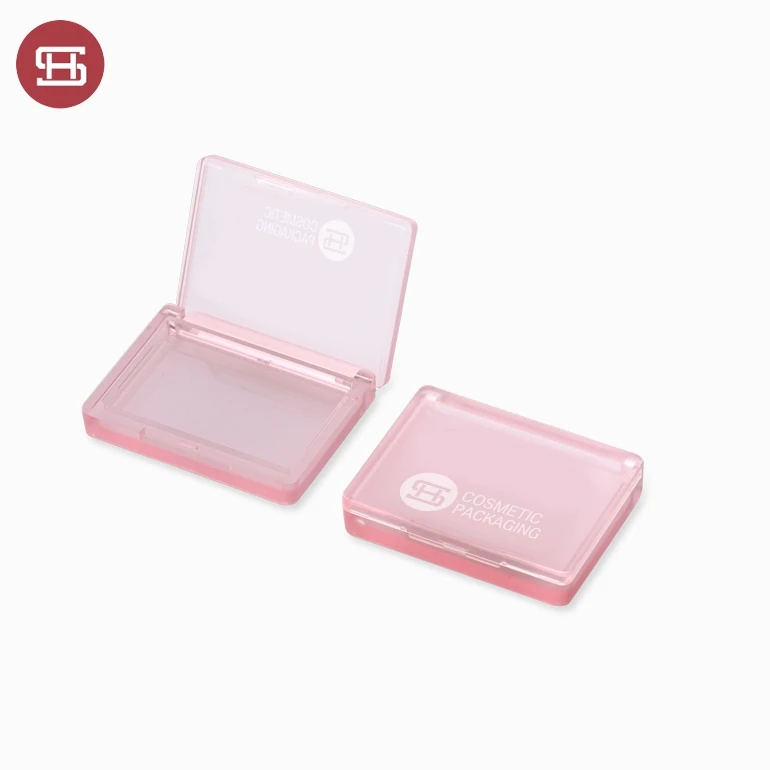 Plastic Pink Eyeshadow Compact Powder case Custom Made Logo Empty square pressed Powder Case blusher container
