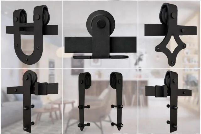 
competitive factory price black coated China factory sliding wooden barn door hardware rail and kit 