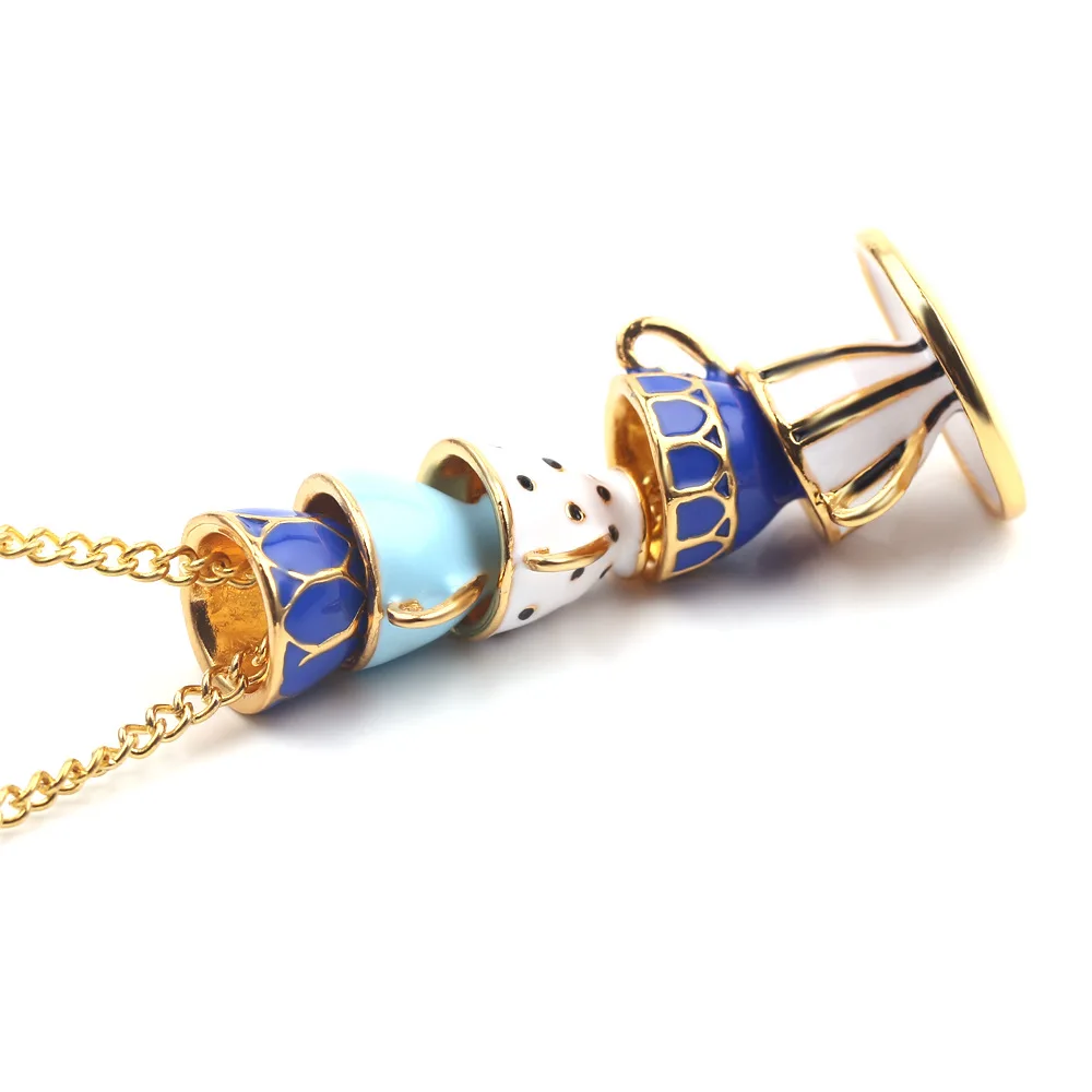 Jewelry fashion accessories enamel glaze tea cup coffee cup versatile sweater necklace pendant wholesale