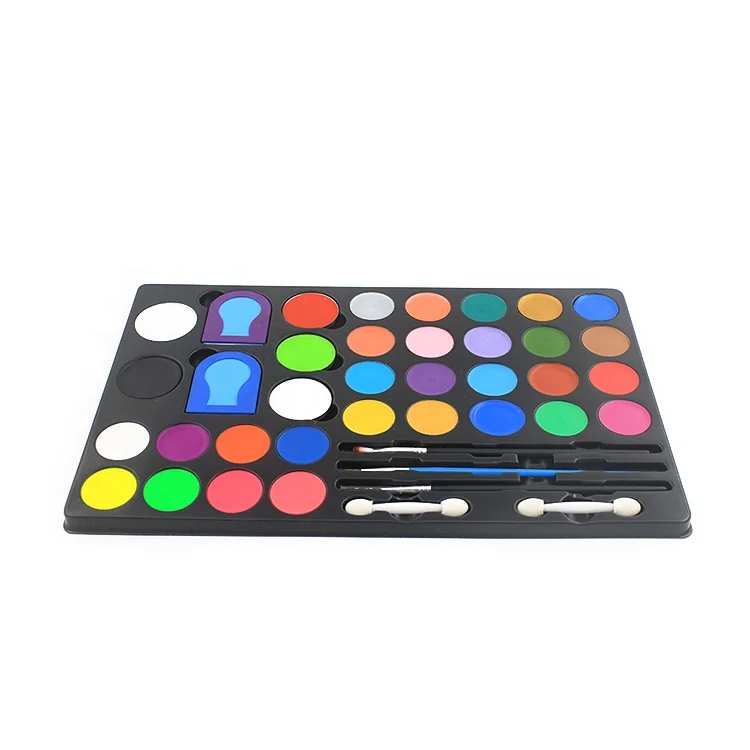 Water Activated Professional Face Paint Tattoo Plastic Tray Non-toxic Purple Face Painting Kit Halloween Paint Palette