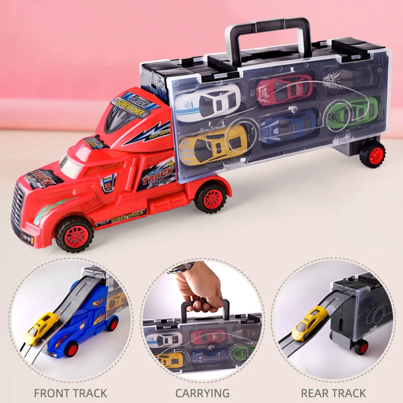 Diy Model Alloy Trailer Racing Car Diecast Storage Container Cars Vehicle Metal Truck Toys