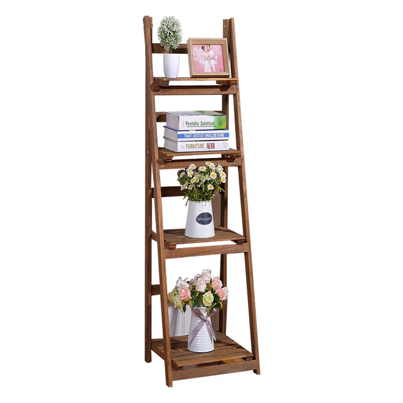 Factory Cheap Vintage Plant Display Rack 3 Tiered Adjustable Wood Bookshelf