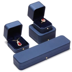 professional pendant box private label luxury brand touching PU leather hot foil custom logo ring box