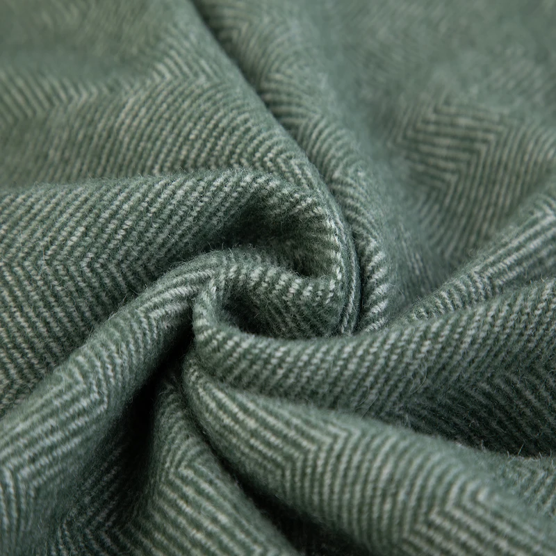 Herringbone High Quality 100 Australia Wool and Warm Throw Blanket  with Tassel for Home Textile and Sofa