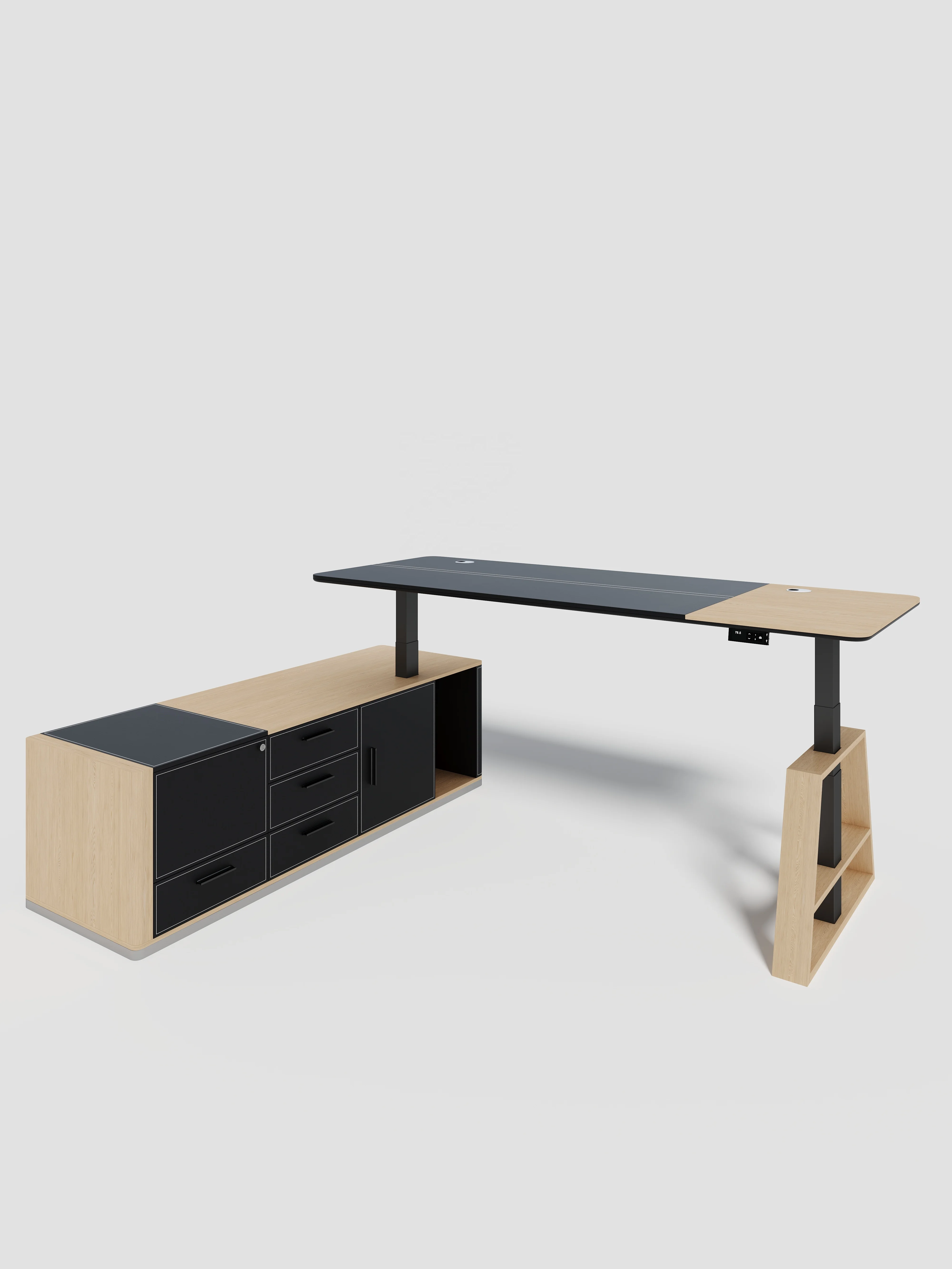 Executive Luxury boss Modern height adjustable office electric sit standing desk Office furniture lifting computer table L shape