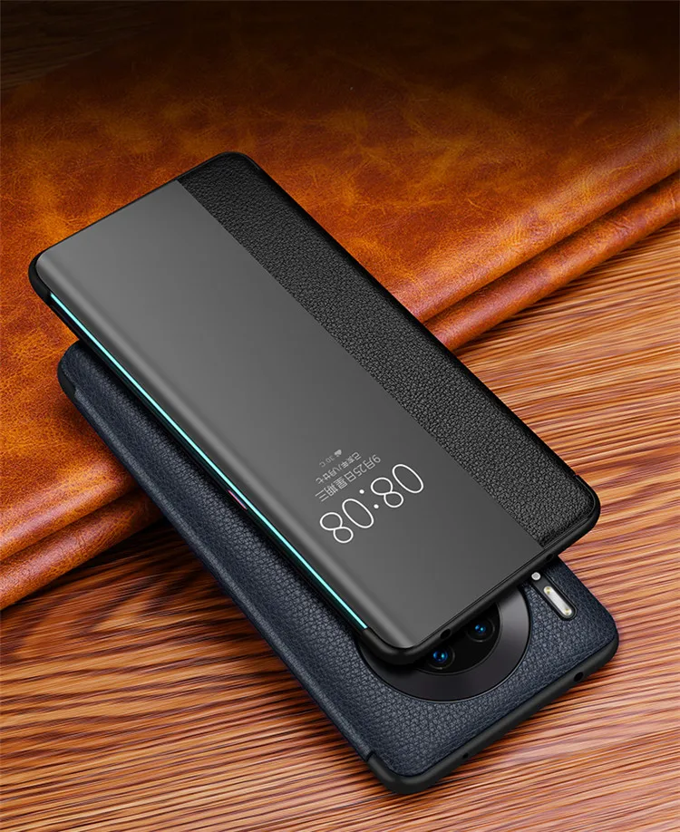 For Huawei Mate 30 P30 Pro Premium Quality Window View Leather Wallet Flip Phone Holster Phone Case