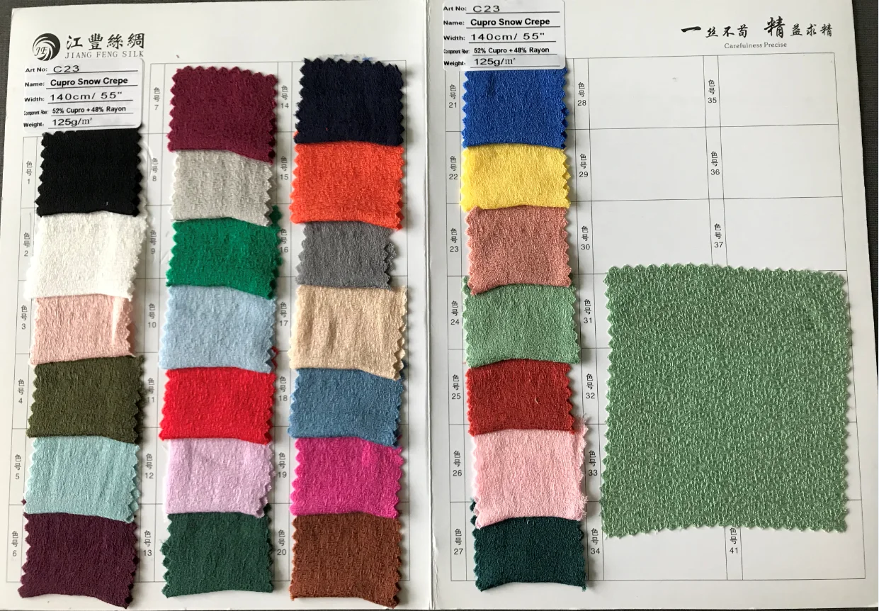 C23 Cupro Snow Crepe In-Stock Items Supplier Type For Shirt,  Dress