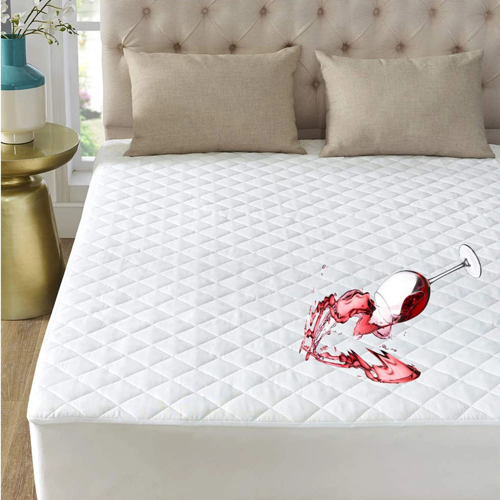 Noiseless 100Gsm Fiber Filling Waterproof Anti Dust Mite Luxury Bed Bug Plain Mattress Covers