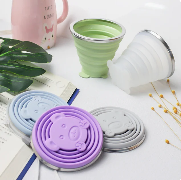 Silicone Collapsible Cups for Traveling 270ML Portable Collapsible Travel Cup Folding Camping Cup with Lids