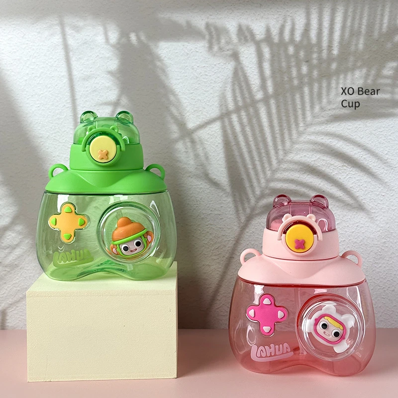 MAIMAI cute Summer square straw plastic water bottle back to school cup girl Sports water bottle double drink children cups