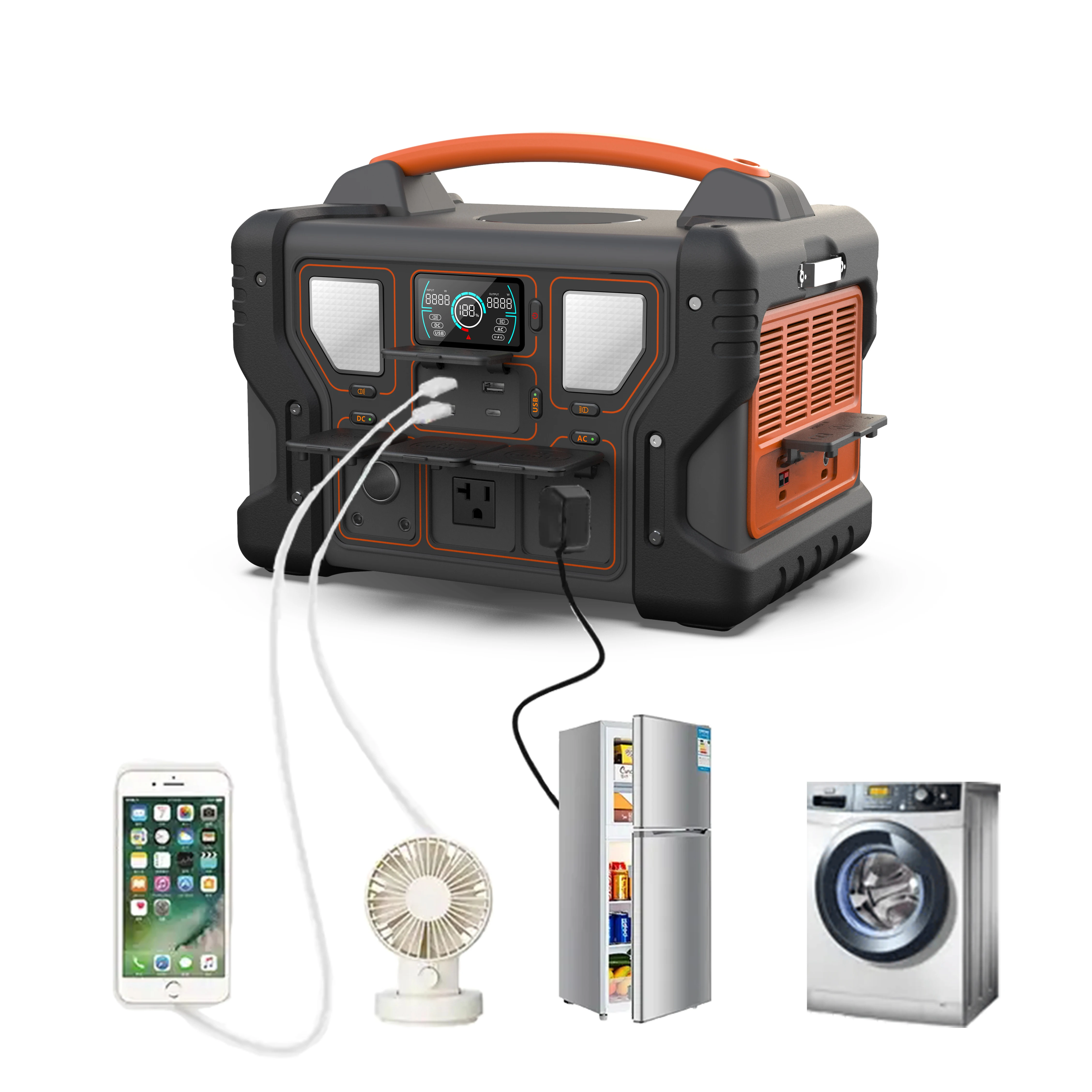 Emergency Backup Lithium Camping 500W Power Banks Outdoor Charger Portable 110V 220V 500 Watt Solar Generator Power Station