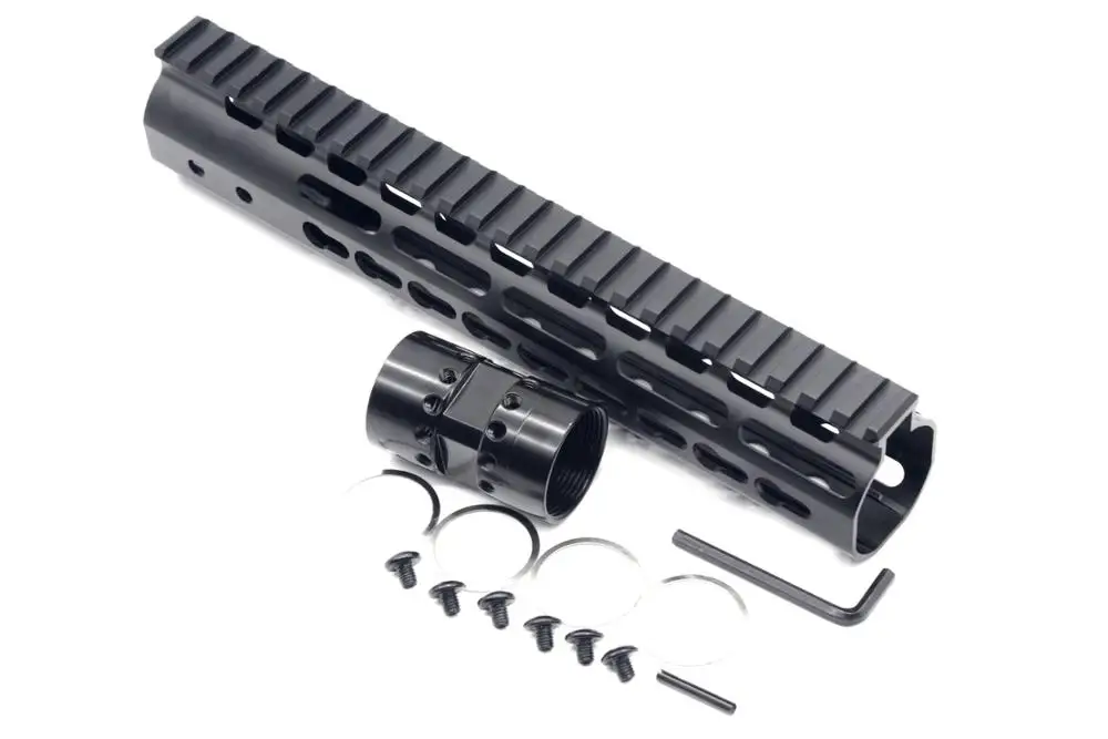10' NSR forend Black Free Float AR15 KeyMod Handguard Rail Mount System with Steel Barrel Nut fits .223 / 5.56 rifles