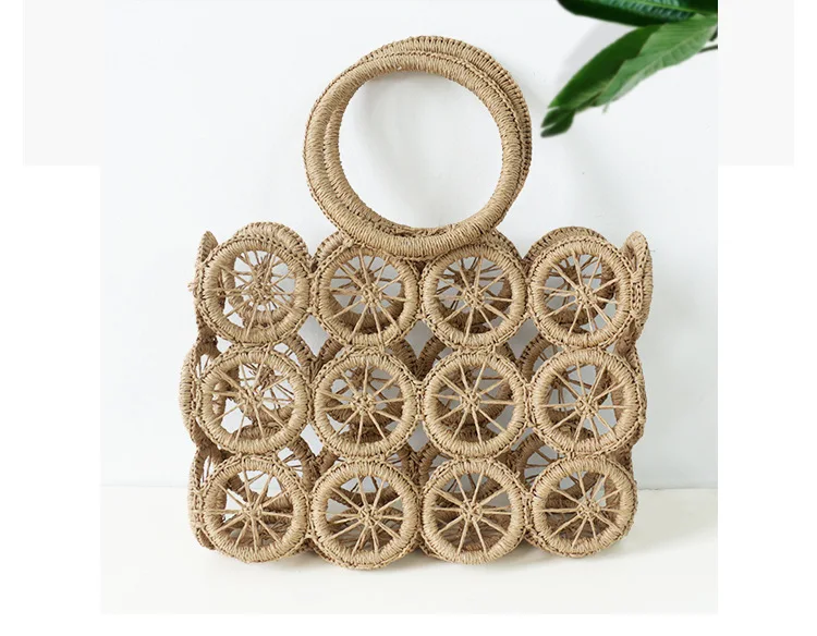 2021 OEM women straw leather bag natural eco lady beach bag