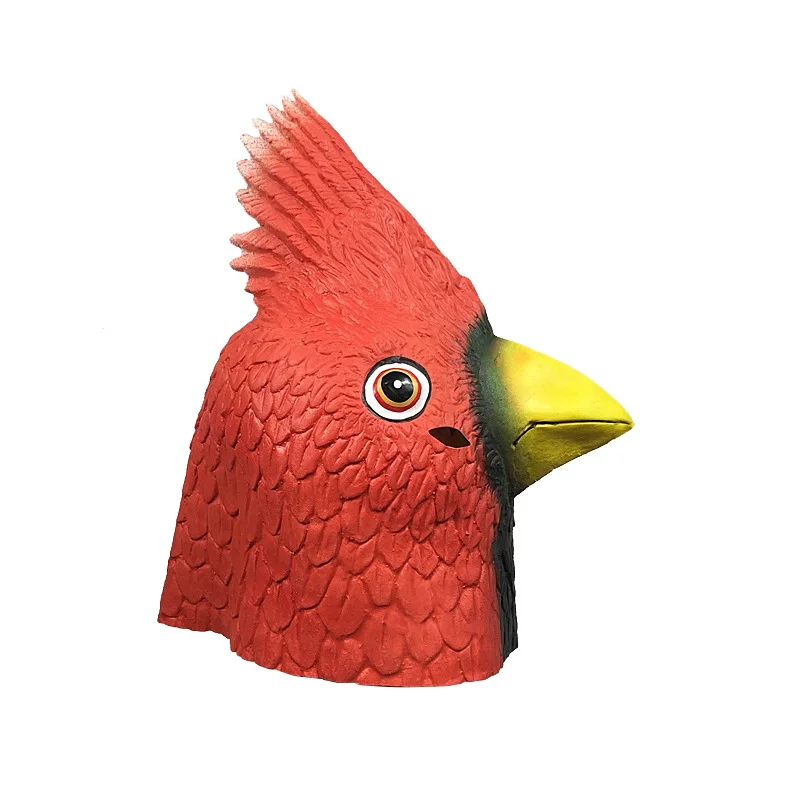 Cute red bird animal mask masquerade ball funny latex head dress Halloween party performance props