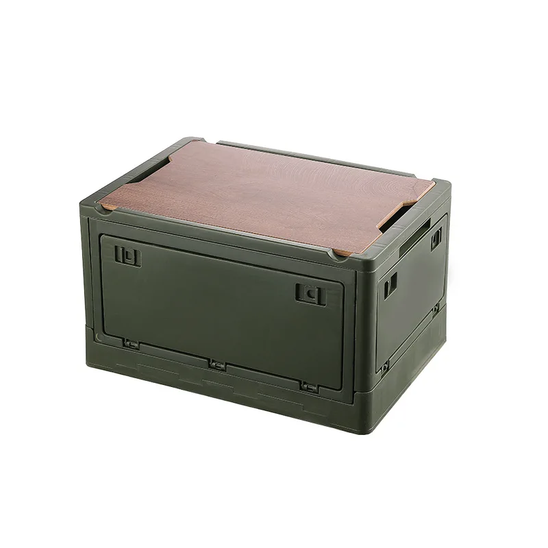 Folding box PP material and solid wood material clothing Square storage box Snack storage kit clothes storage