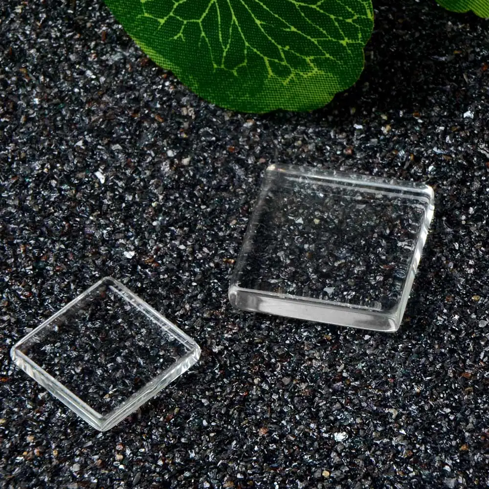 8mm-38mm 2 Sides Flat Transparent Clear Square Clear Glass Cabochon Accessory