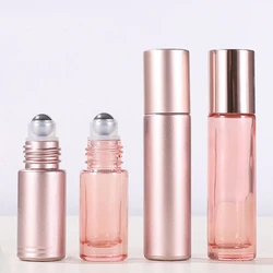 5ml 10ML Rose Gold Roll On Bottle Thick Glass Empty Perfume Essential Oil Vials with Stainless Steel Roller Ball