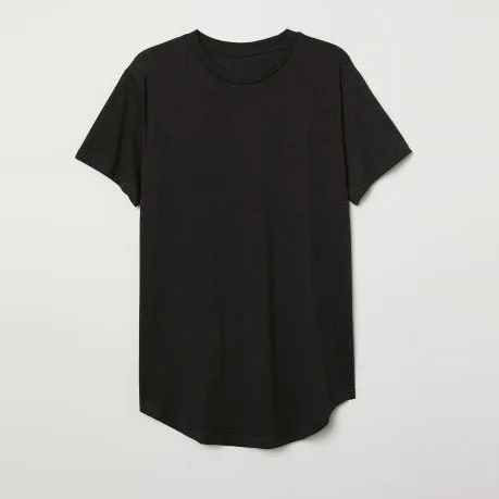 
Custom printing casual 100% cotton embroidered short sleeve top long fit rounded hem T-shirt men 