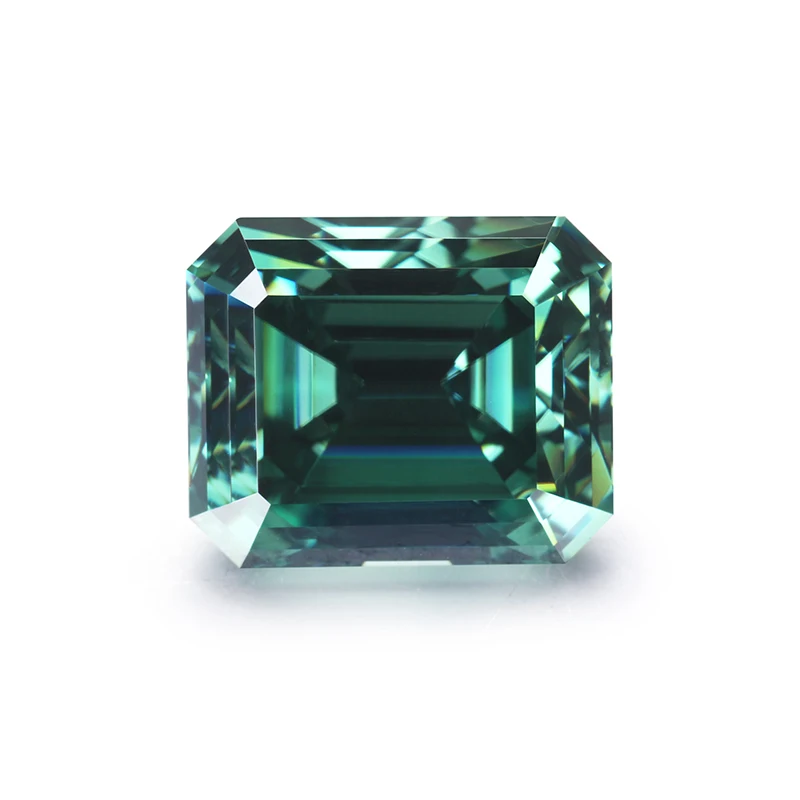 Moissanite manufacturer Wholesale Blue Green Emerald cut 8x10mm price per carat Octagon shape moissanite diamond