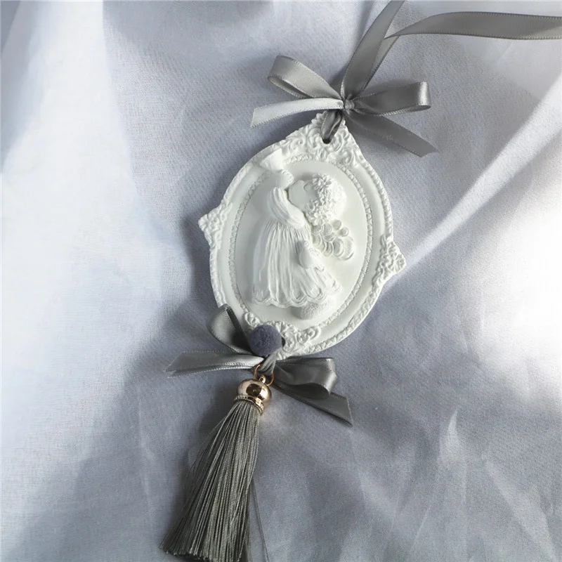 Hanging Scented Ceramic Oval Angel Aroma Fragrance Oil Diffuser Stone Wardrobe Air Freshener