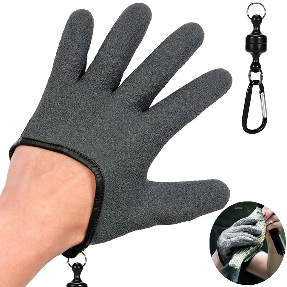 Hot Sale Magnetic Anti-slip Catching Gloves Fisherman Professional Catch Fish Gloves Protect Hand Hunting Glove