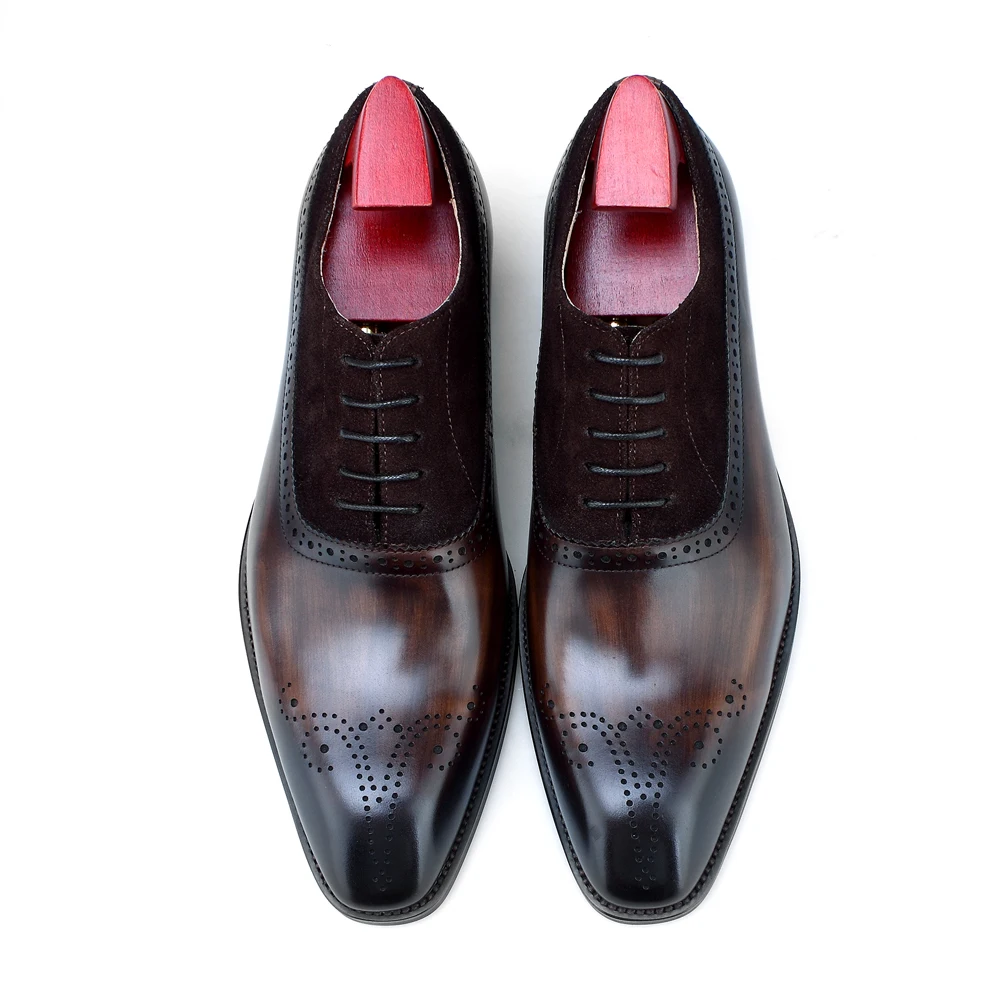 
New Arrival Handmade Painted Men Suede Italian Genuine Leather Official Business Wedding Dress Shoes 