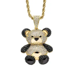 2022 Factory customized silver animal pendant panda hip hop jewelry men and women necklace