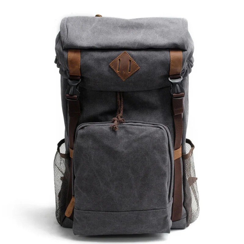 
Large Waxed Mountaineering Travel Pack Vintage Canvas Leather Backpacks for Men Laptop Daypacks Waterproof Canvas Rucksacks 