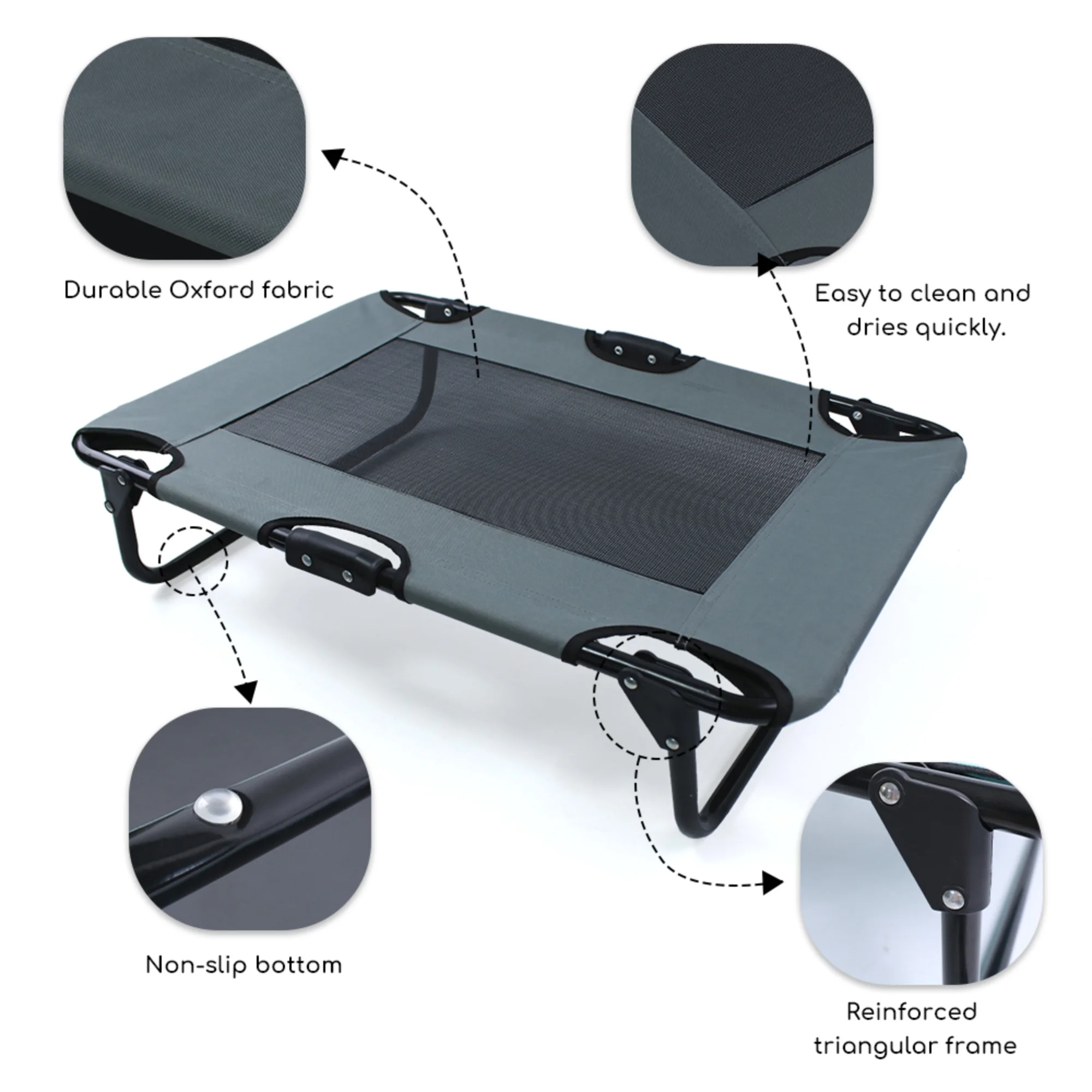 YOBO Eco-friendly Outdoor foldable Dog Bed Elevated raised pet cot for Large Dogs with Breathable Mesh & Oxford Fabric
