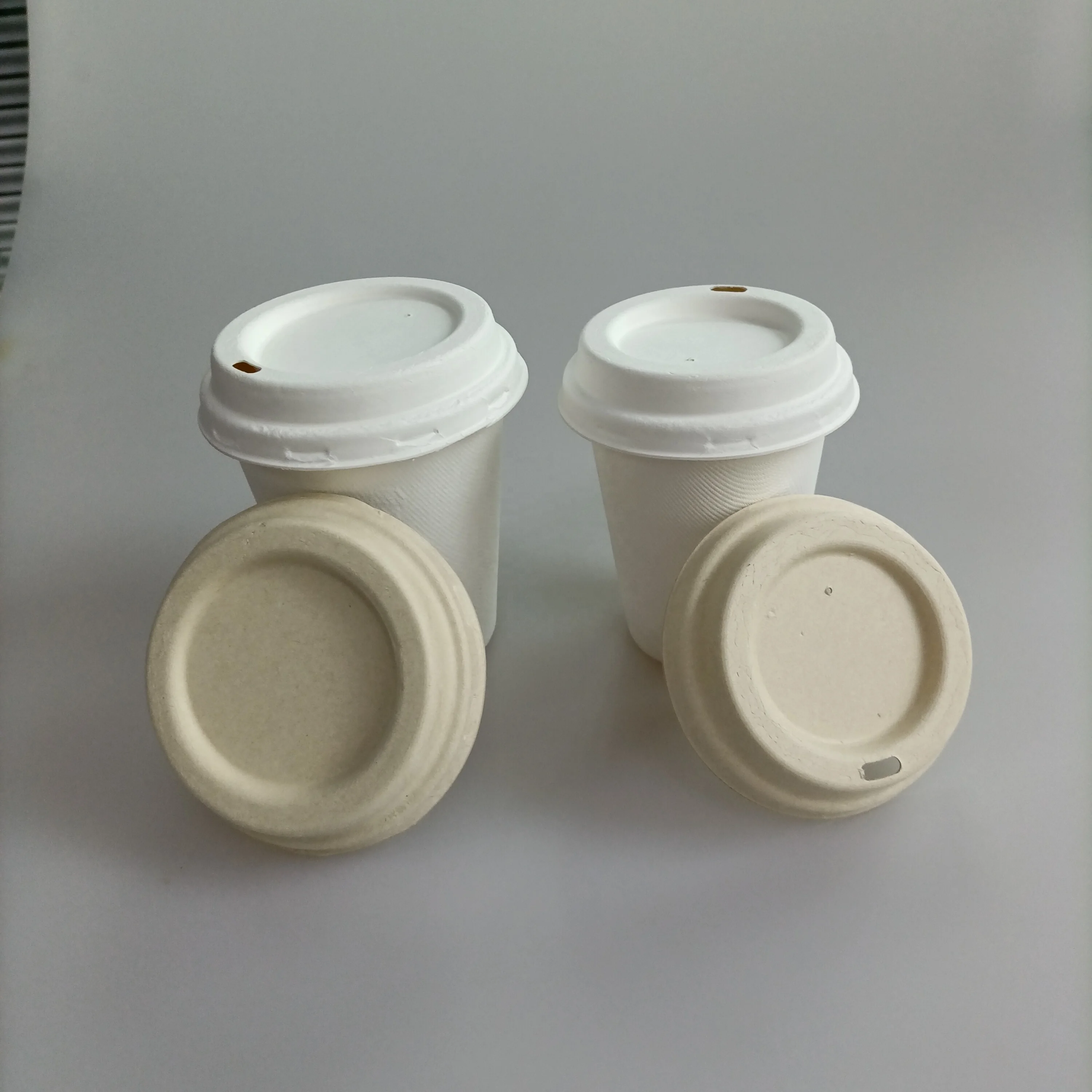Hot Coffee Paper Cup With Bagasse Compostable Disposable Biodegradable Cups With Lids 12Oz Compostable Coffee Cups Lid