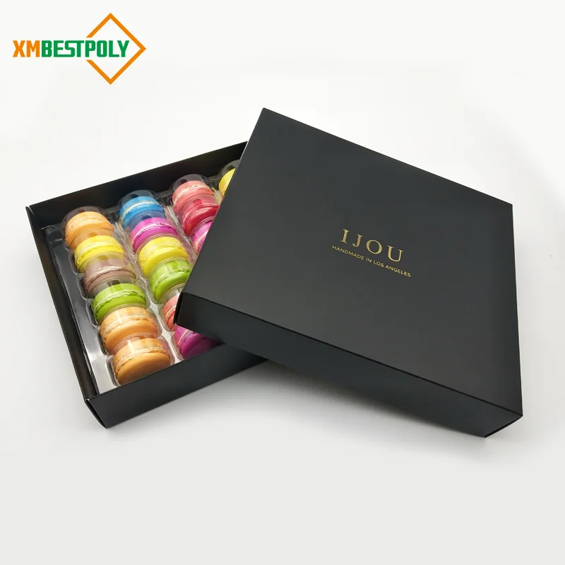 High quality customized 4, 6, 12, 24 macaron paper packaging box macaron gift box