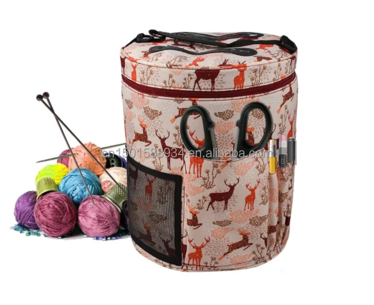 
DIY Knitting Bag Portable Light Yarn Storage Bags Have Pockets For Crochet Hooks Tote Organizer 