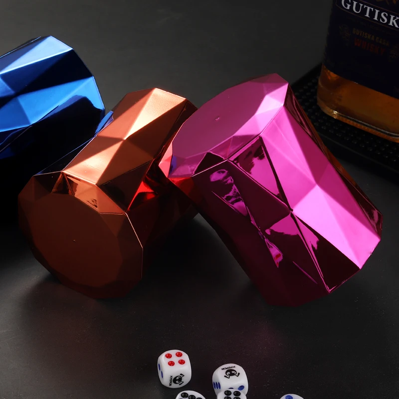 Electroplated Color Grid Diamond dice Cup Bar KTV Entertainment Dice  Cup Print Logo