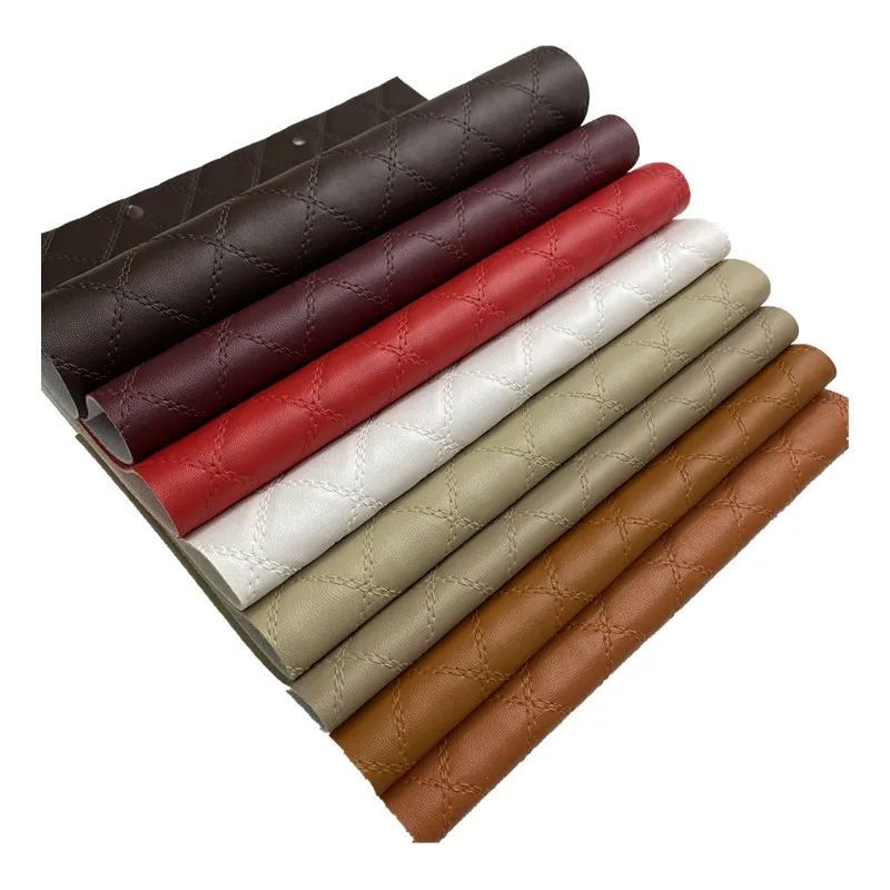 ПВХ PU mk Алмазный ромб дизайн Синтетическая искусственная кожа ткань для автомобильного сиденья