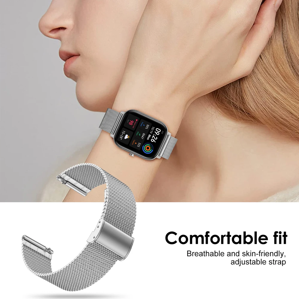 Metal Strap For Amazfit GTS 2/GTS 2 Mini/GTS 2e, 20mm Mesh Woven Stainless Steel Band For Amazfit GTR 42mm/GTS 4/GTS 3