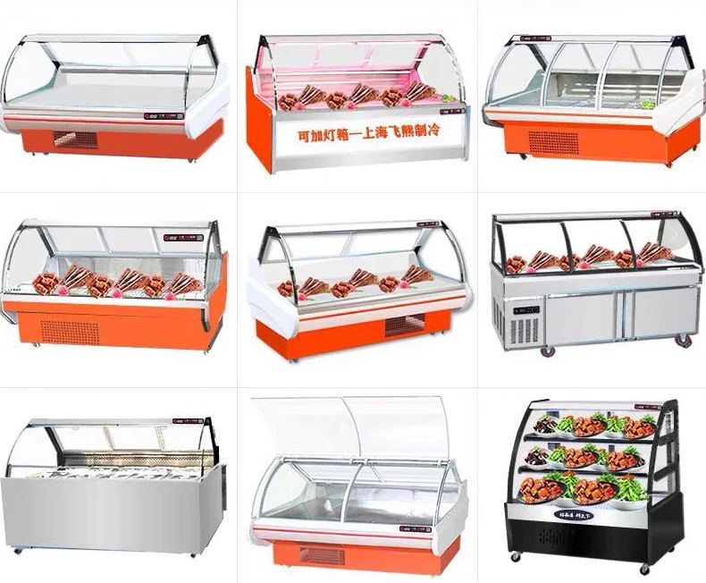 Supermarket Fish Display Refrigerator Butcher Meat Chiller Showcase cold showcase display refrigerators