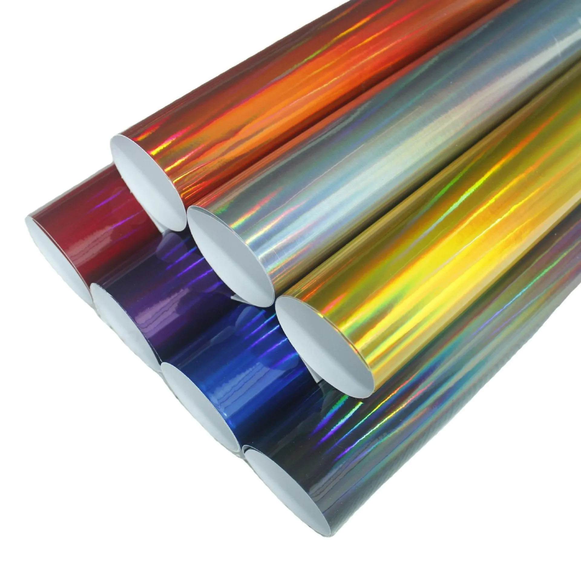 Silver Laser Chrome Holographic Glossy 100mic Self Adhesive PVC Vinyl Film