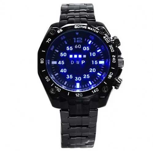 TVG 3101 New LED Male Digital Watch  Cool Fashion Creative Bling  Original Stainless Steel Electronic Digital WristWatch