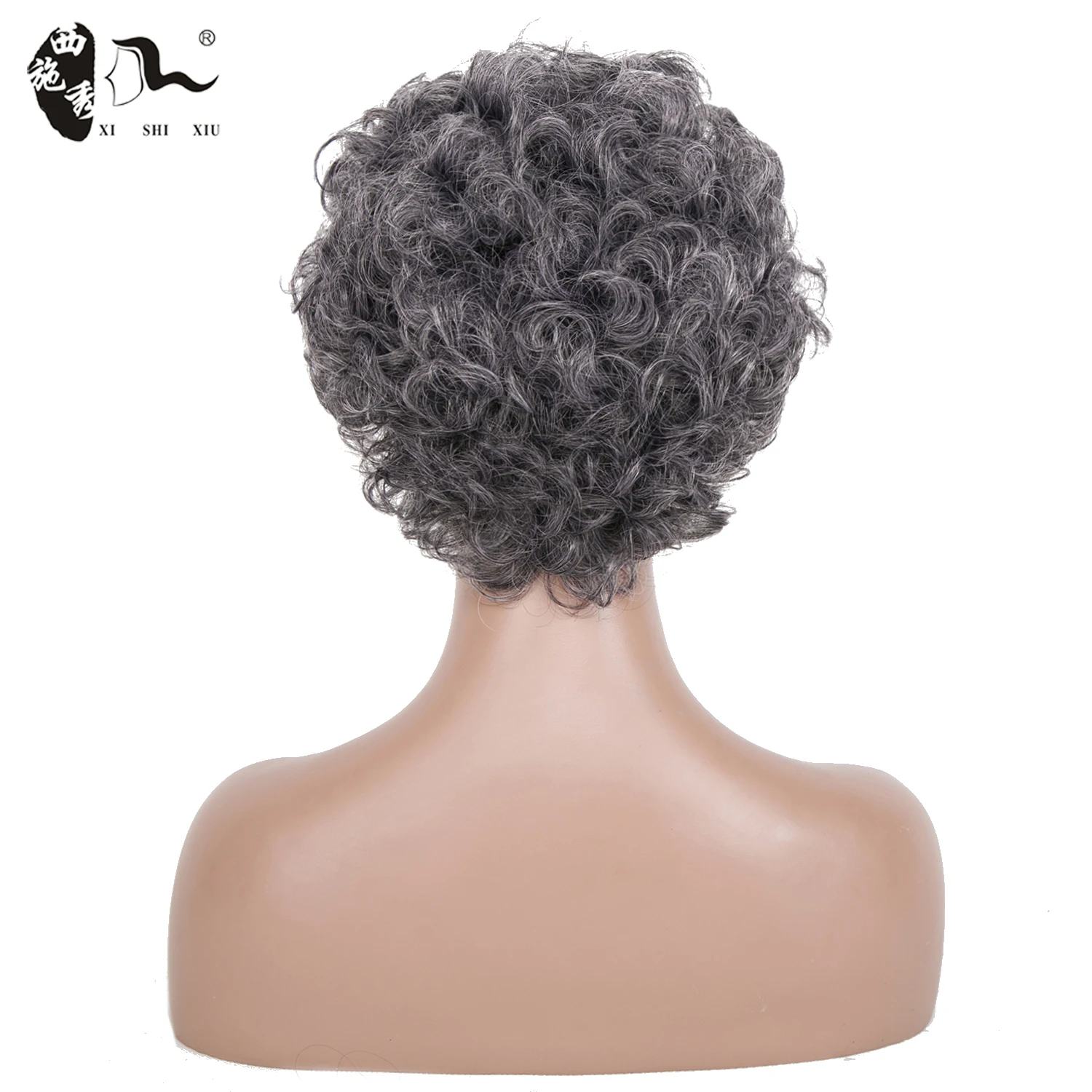 XISHIXIUHAIR оптовая продажа дешевая цена короткие кудрявые парики из синтетических волос Омбре серые термостойкие синтетические