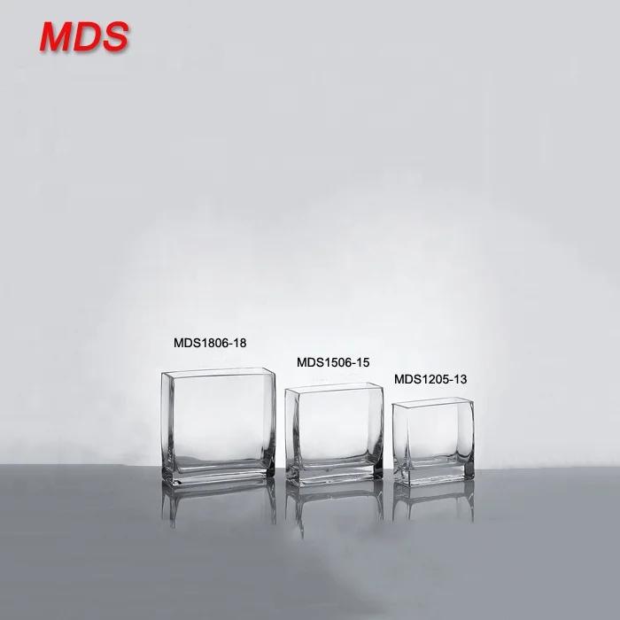 Handcrafted clear thin tall rectangular glass vase centerpiece