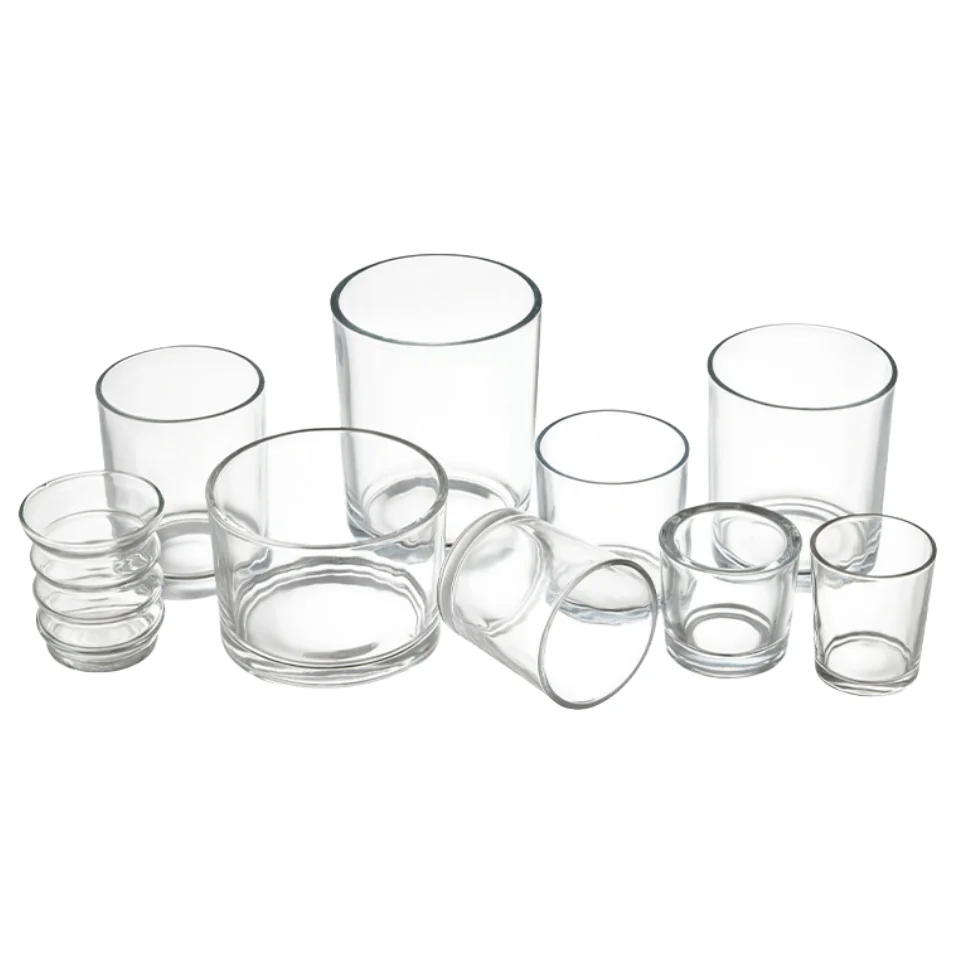 Multi Size Cylinder Square Empty Clear Transparent Candle Jars For Candle DIY