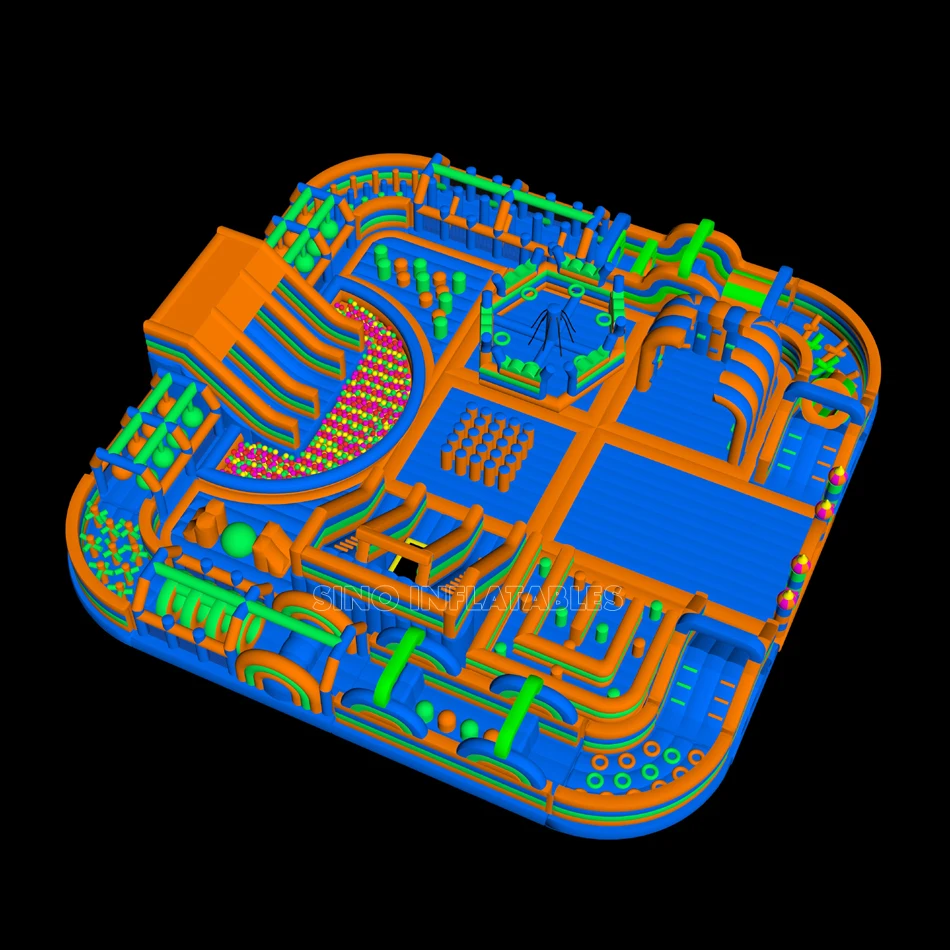 35x35m kids N adults indoor giant inflatable theme park with pop obstacle courses from China inflatables factory