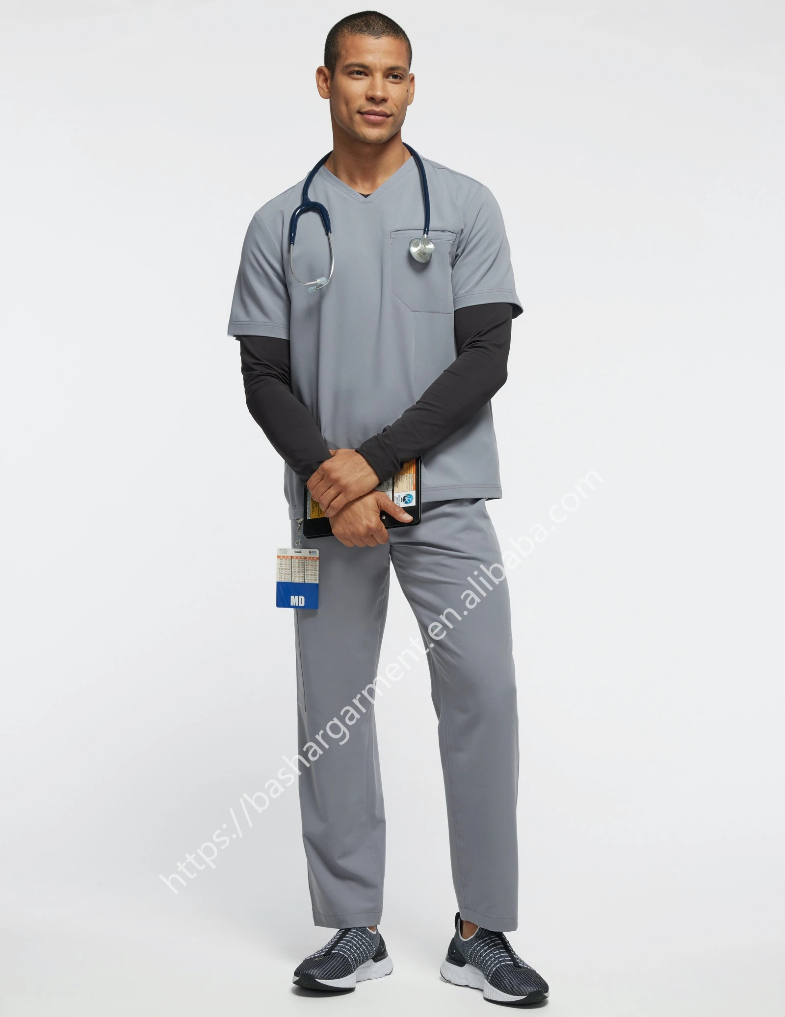 Medical Scrubs Cotton Fabric Polyester Factory hospital uniform scrubs set for doctor