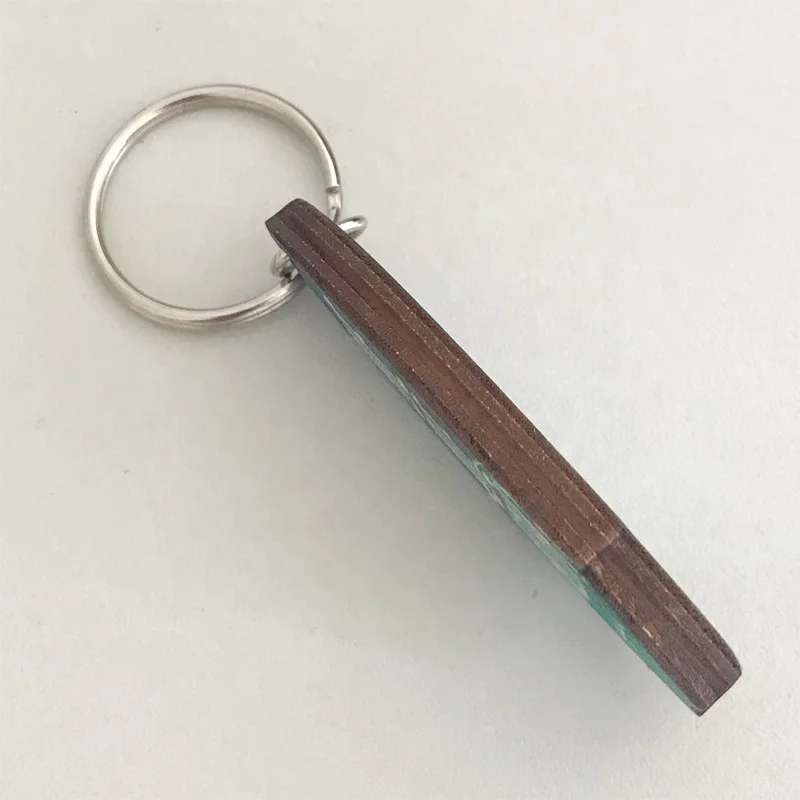 Hawai Laser Metal Ring Customized UV Printed Wood Keychain for Tourist Souvenirs
