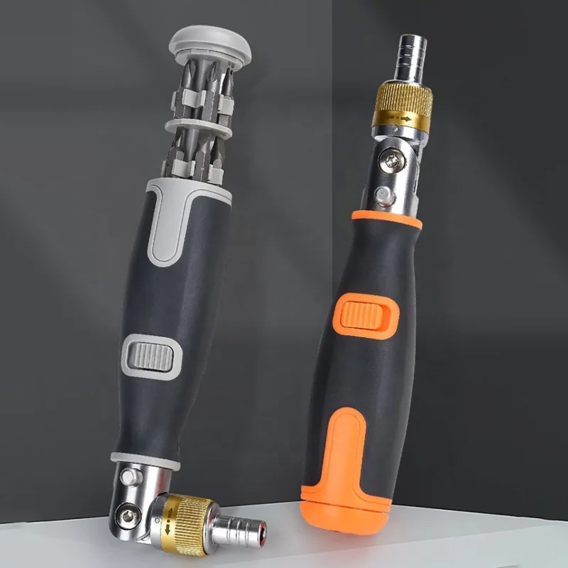 Two-Way Ratchet Screwdriver With 10 Bits Multi-Angle Ratcheting Screwdriver Set Household Tool Set (Custom Logo Packaging Accept