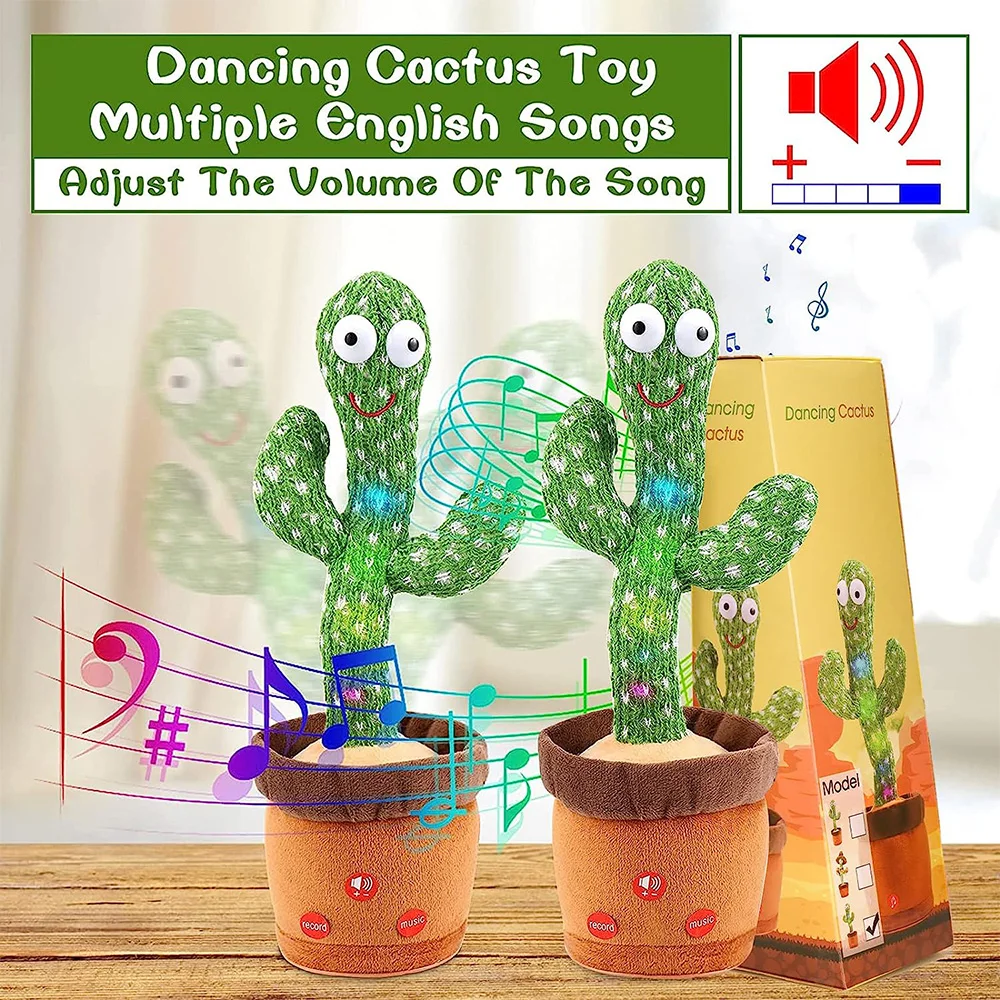 Hot Sale Cute Stuffed Flower Pot Twisting Cactus Dancer Doll Talking Singing Dancing Cactus skin Plush Toy