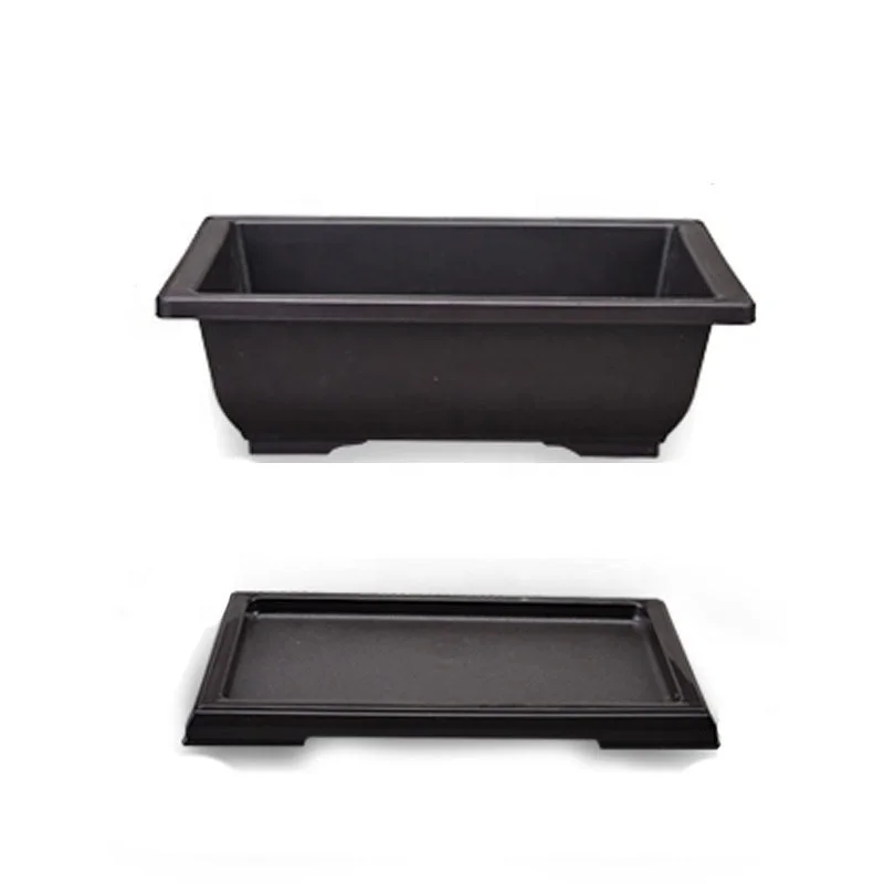 Garden tool dark brown plastic mini pots planters different size flower pot and tray for plant