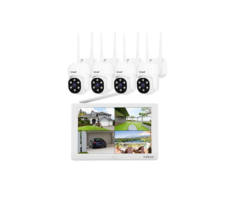 1080 8CH SriHome  CCTV Camera Wifi Wireless NVR Kit with LCD Monitor Surveillance Security Camera System Wireless Nvr Kit