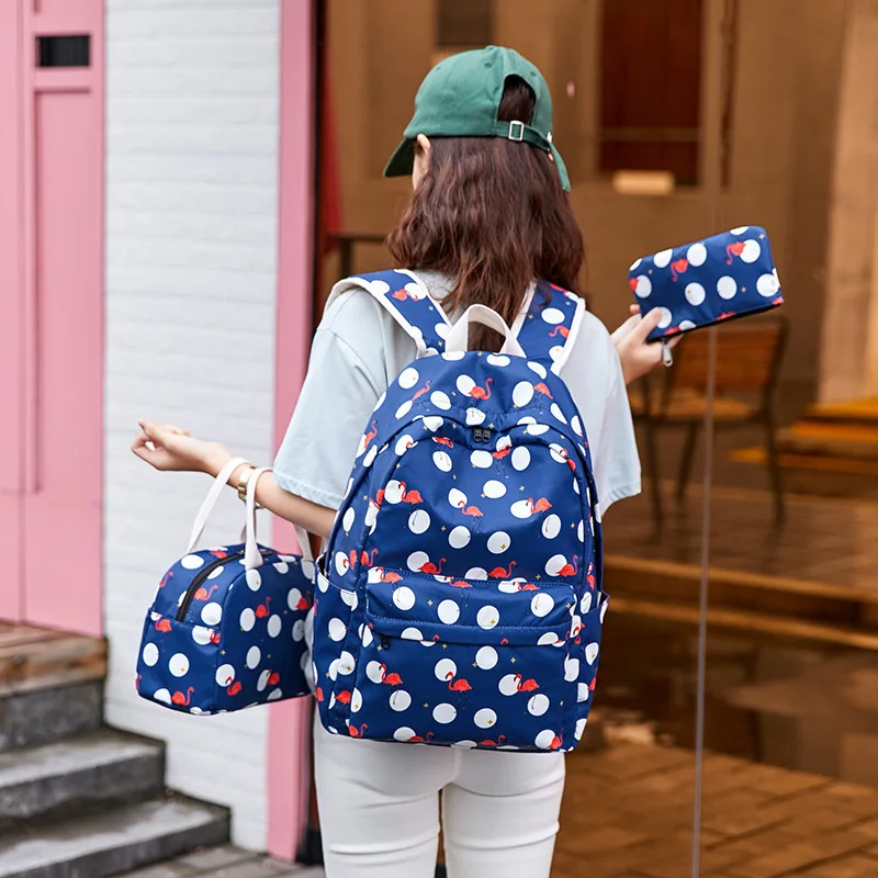 
2021 Hot Sale Custom Logo Printing 3pcs Women Backpack School Bags With Lunch Box Set 